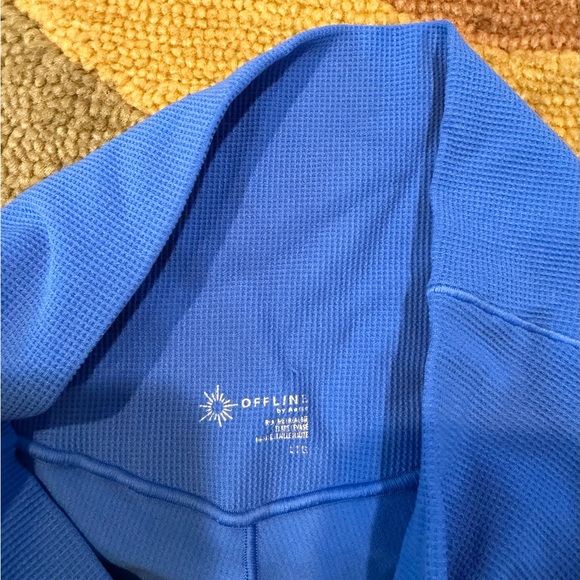 NWOT Offline by Aerie Real Me Flare Leggings Waffle Knit Texture Blue Size Large - Picture 4 of 5